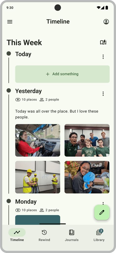 The LogDate home screen.